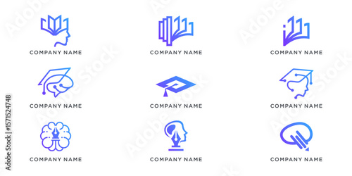 Set bundle of unique mind logo design combine
