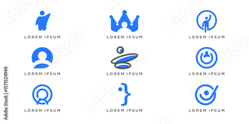 Set bundle of people leadership logo design for various company