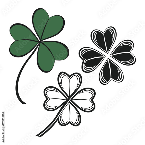 Three Stylized Shamrocks Vector Graphics for Design Projects (AIzaSyBPluA00JHWB_yZmnGRfJjzSq9nZc_H0CA)