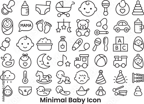 A Line Art Icon Set for Babies, Newborns, and Parenting