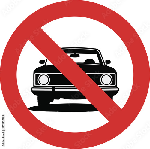 Circular red no entry sign for motor vehicles prohibiting traffic