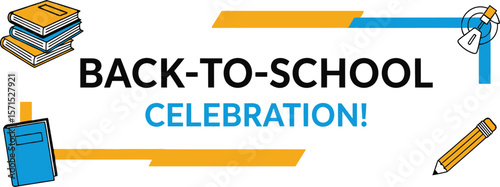 Back to school celebration with books and pencil for school supplies sale