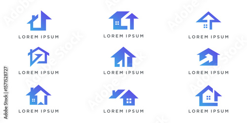 Set bundle of arrow house logo design combine