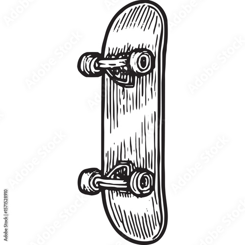 Premium Black and White Skateboard Deck Vector Illustration