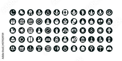 Dog Illustration Icon Design with Cultural and Religious Elements A versatile graphic resource featuring a dog illustration potentially incorporating symbols of culture and religion suitable