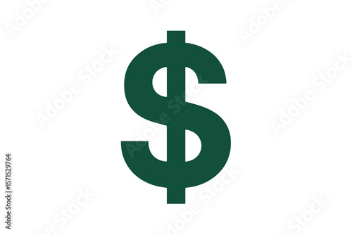 simple green dollar symbol, clean finance icon on transparent