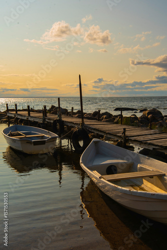 boats at sunset