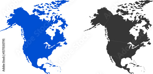 States of America territory. North America. Canada, Mexico, Alaska. Vector