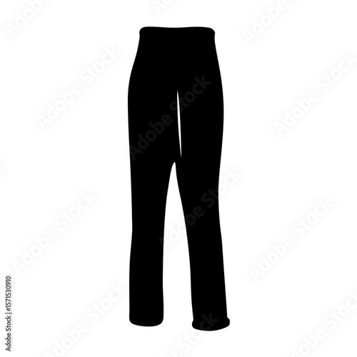 A stark silhouette of stylish black trousers against a clean white background