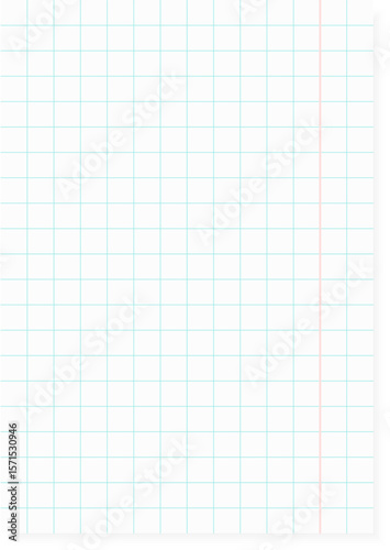 Clear list of paper. Paper design with lines, dots, cells, place for text. Square grid on paper. Vector