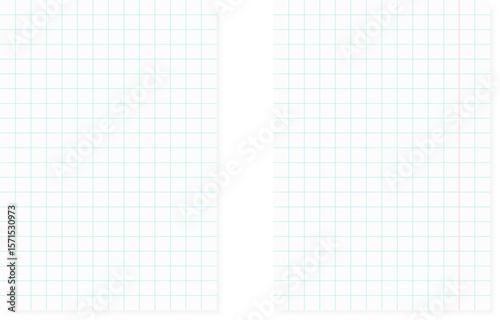 Clear list of paper. Paper design with lines, dots, cells, place for text. Square grid on paper. Vector
