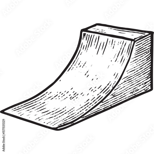 Premium Black and White Skateboard Ramp Vector Art