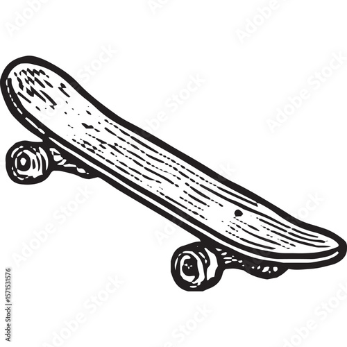 Premium Black and White Skateboard Deck Vector Illustration