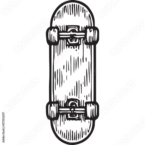Premium Black and White Skateboard Deck Vector Illustration