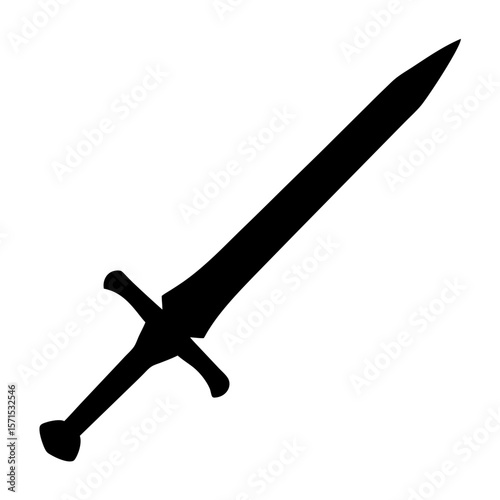 Silhouette of a classic arming sword with a distinct cruciform hilt