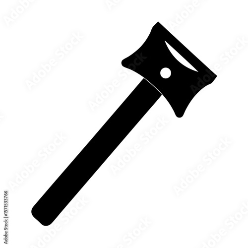 Isolated axe flat icon with handle and head in solid black color