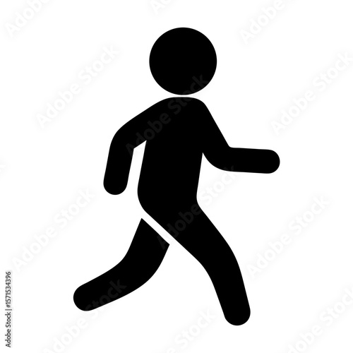 A simple illustration of a person walking or running forward