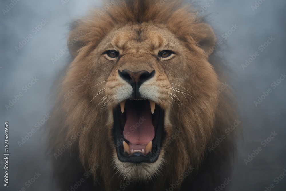 Fototapeta premium A Lion's Fierce Gaze