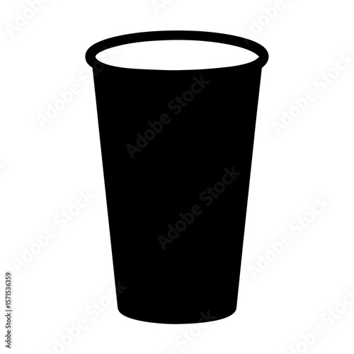 Simple silhouette image of a drinking cup, likely disposable and made of paper
