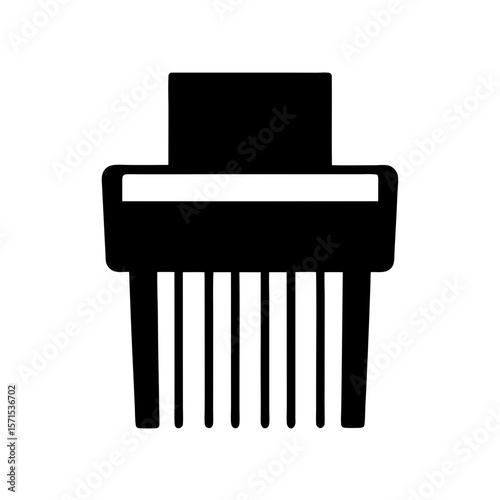 Simple black and white illustration of a paper shredder icon