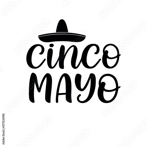 Cinco de mayo sombrero text isolated on white background