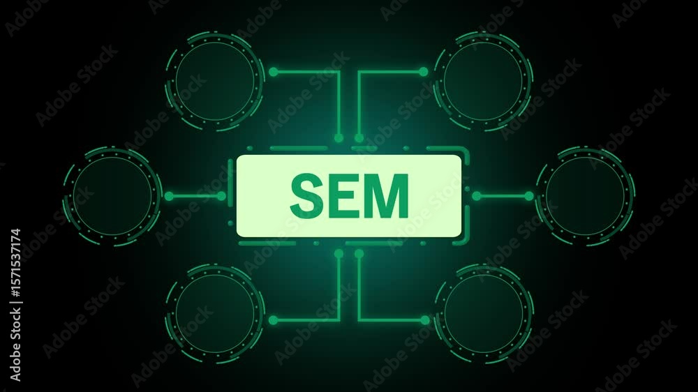 Search Engine Marketing, SEM Concept Being Carved in Deep Space Technological Background