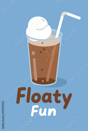 Floaty Fun Drink with Ice Cream and Straw