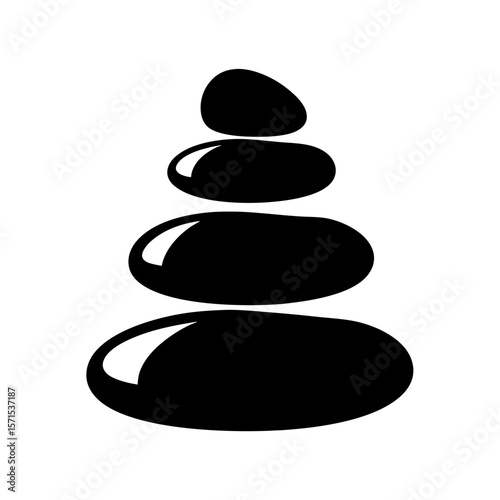 Silhouette of Balanced Zen Stones, Representing Tranquility, Meditation and Inner Peace