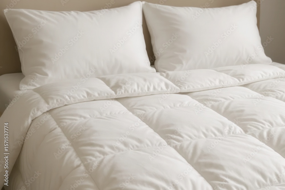 Obraz premium A Plush White Comforter on a Cozy Bed