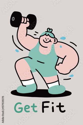 Get Fit Illustration Showing Person Lifting Dumbbell for Exercise