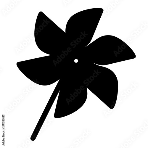 Simple black pinwheel vector graphic on white background with a handle