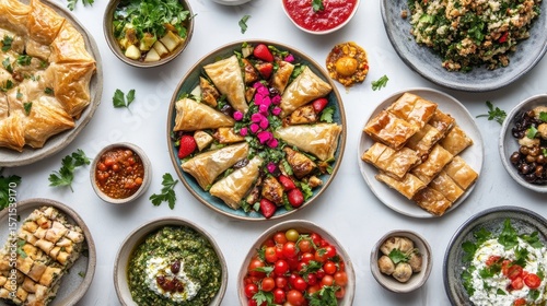 Wallpaper Mural Diverse Feast of Middle Eastern Cuisine with Colorful Dishes and Snacks Torontodigital.ca