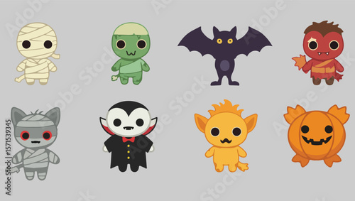 set of funny cartoon monsters, set of funny monsters
