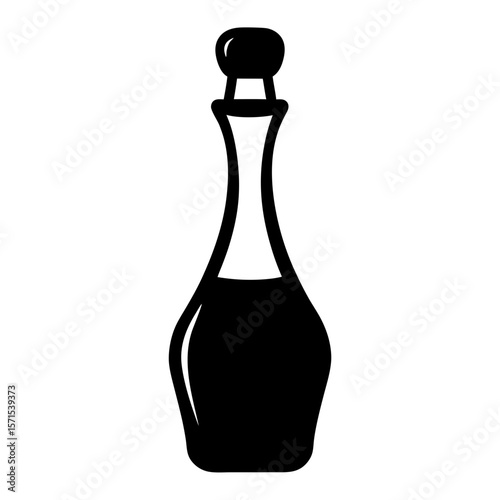 Stylized black silhouette of a vintage decanter with a round stopper