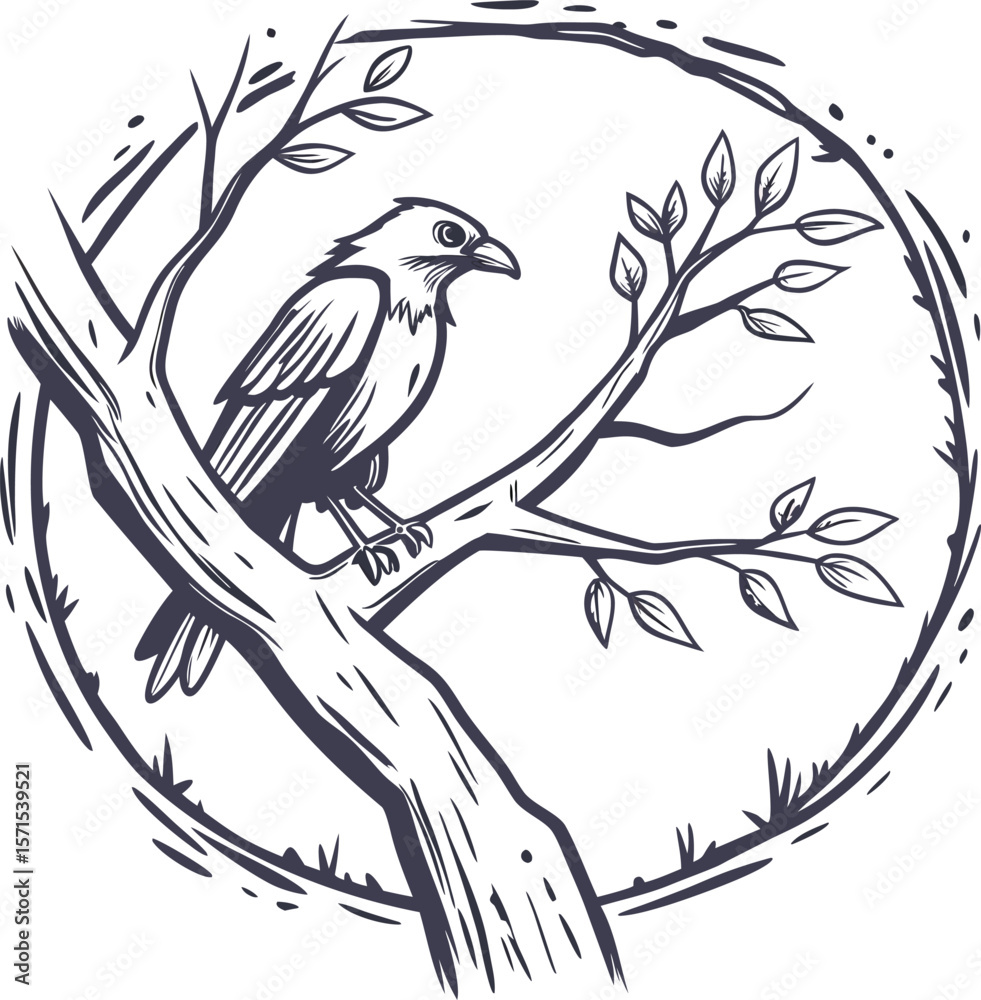 Obraz premium autumn tree silhouette with birds flying