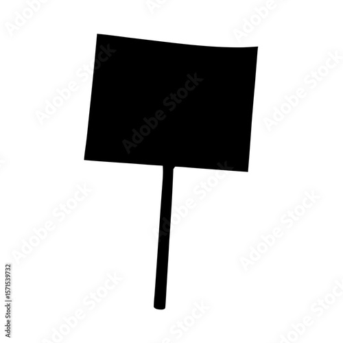 Simple silhouette of a protest sign board on a stick, isolated image