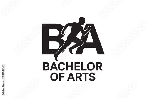 BA Bachelor Of Arts Vector Silhouette On White Background.01