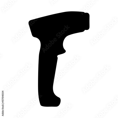 Silhouette of a handheld barcode scanner used for inventory management and retail