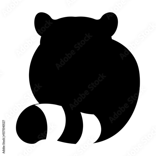 Minimalist Black and White Raccoon Silhouette with Striped Tail and Ears