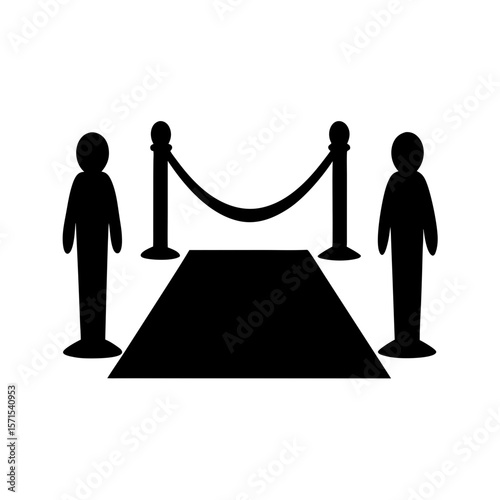 A black and white illustration of a red carpet event scene
