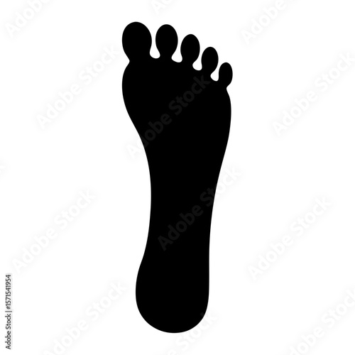 Black silhouette of a human foot on a white background, simple image