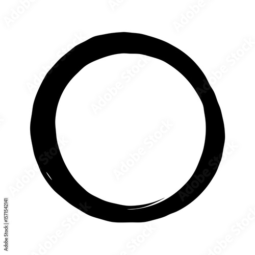 Circular Ink Sketch with a Brushstroke Texture on a White Background