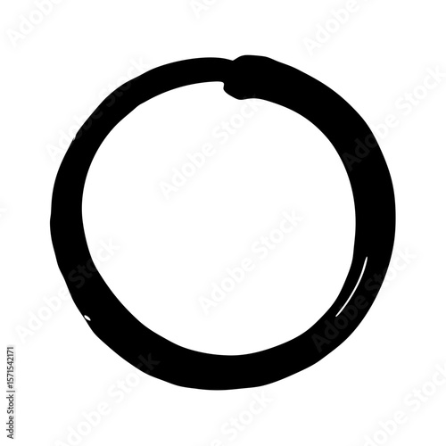 Zen Circle Enso in black ink showing enlightenment, strength and elegance