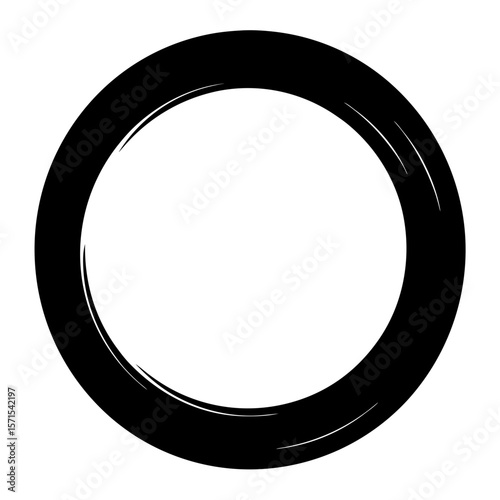 Simple black ring design with white interior space and stylized brush strokes