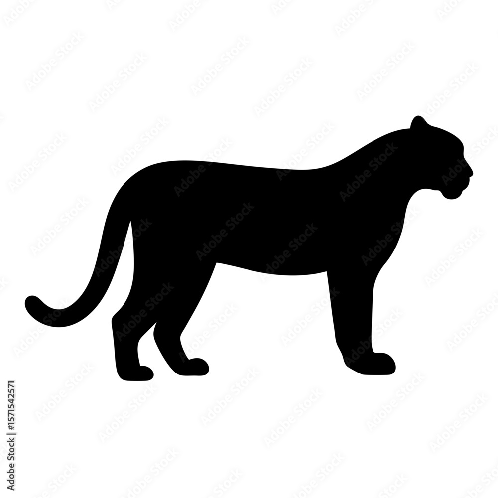 Obraz premium Silhouette of a Panther Walking, a Powerful and Graceful Feline Predator