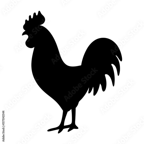 Silhouette of a proud rooster, a classic farm animal symbol
