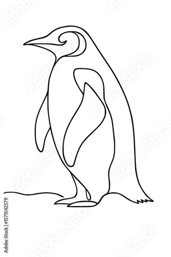 Single continuous line art drawing  a penguin
