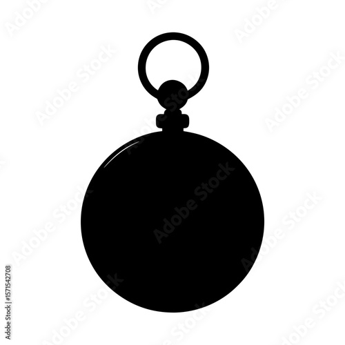 Silhouette of a vintage pocket watch on a plain white background