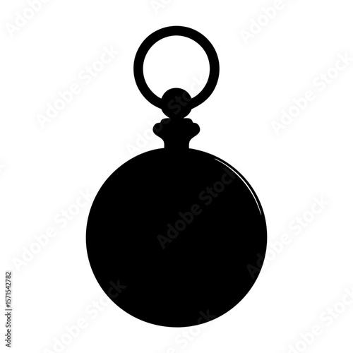 Silhouette of a classic pocket watch with a ring attachment at the top