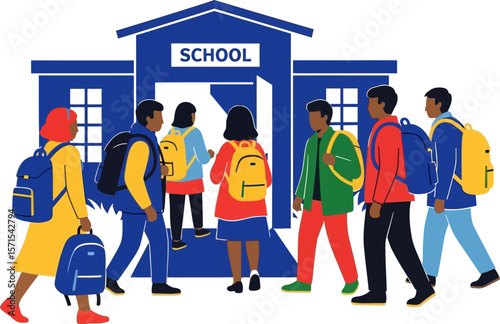 Back to school students going to school education learning school building